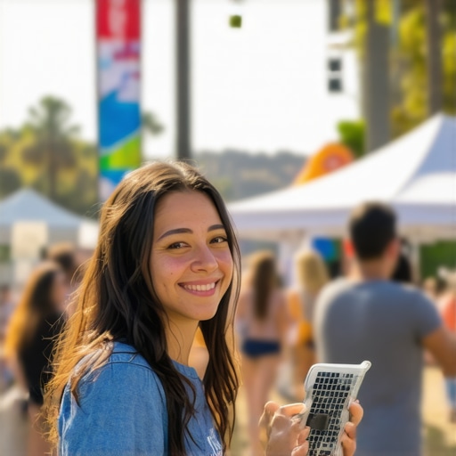 Business owner participating in Anaheim local festival for community SEO content.