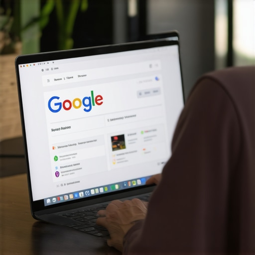 Business owner updating Google My Business profile on laptop