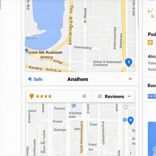 A desktop showing successful Anaheim GMB listing with positive reviews and images
