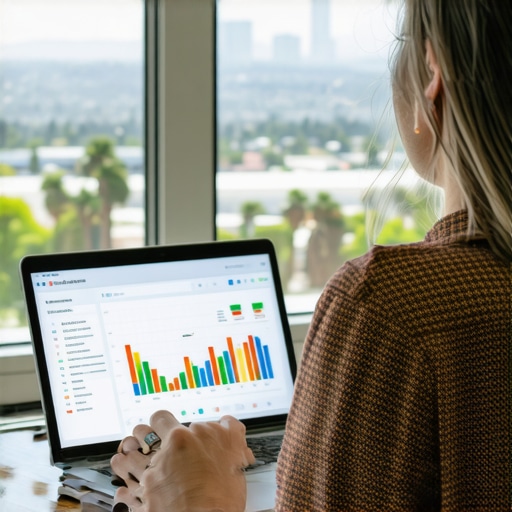 Analyzing Local SEO Data in Anaheim Business owner reviewing analytics for Anaheim map optimization