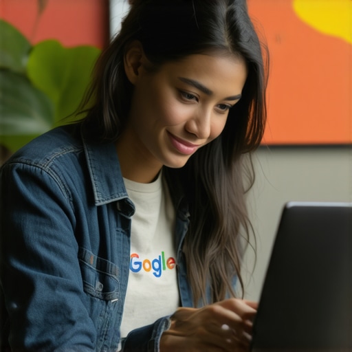 Business owner updating GMB profile on laptop customized for Anaheim local SEO success.