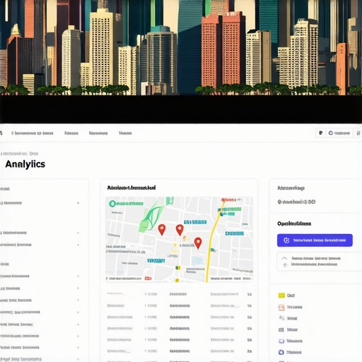 Laptop displaying SEO analytics and Anaheim city map for local SEO management