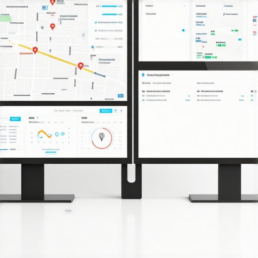 Efficient Local SEO Monitoring Setup Workspace with SEO and maps analytics on screens