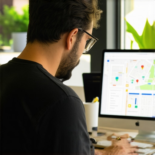 Shop owner working on Google My Business profile optimization in Anaheim