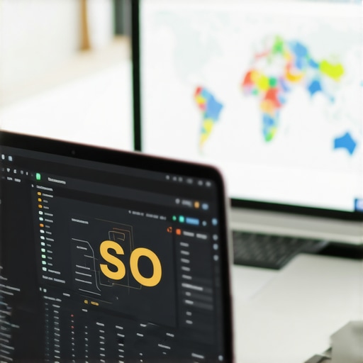 Analyzing Local SEO Data for Anaheim Business Person reviewing SEO analytics on a laptop with maps and charts