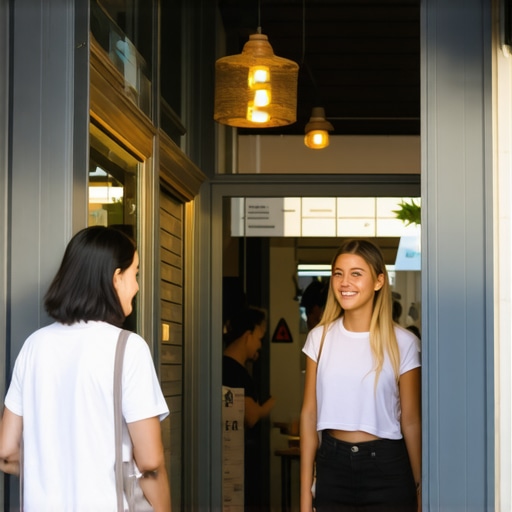 Front view of a thriving Anaheim retail store with smiling patrons.