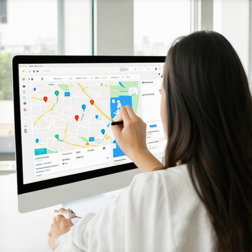 Person analyzing maps and SEO data for Anaheim business optimization