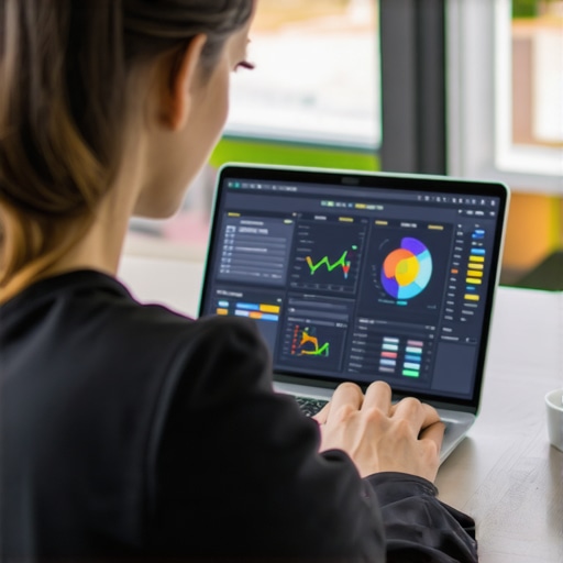 Person analyzing local SEO data on a laptop, highlighting tools used for maintenance and tracking.