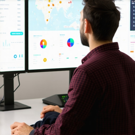 Digital marketer reviewing Google Maps and SEO analytics on a computer screen.