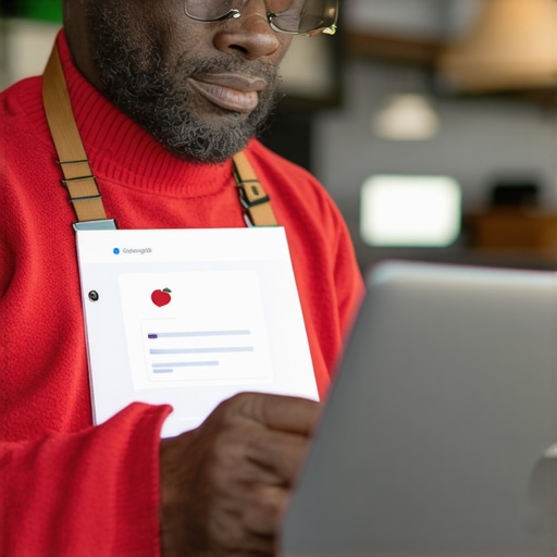 Business owner optimizing Google My Business profile on laptop
