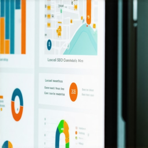 A person analyzing local SEO performance metrics on a digital dashboard.