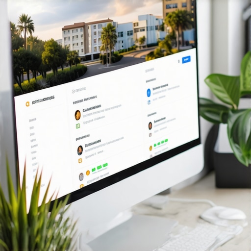 Workspace with SEO analytics tools displaying local business metrics in Anaheim, California.