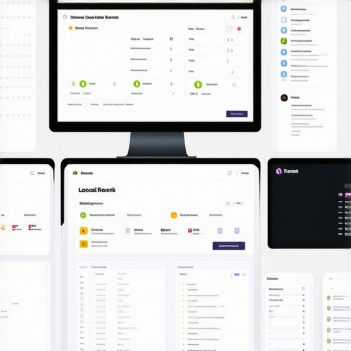 Screenshot of local SEO tools dashboard with analytics and keywords