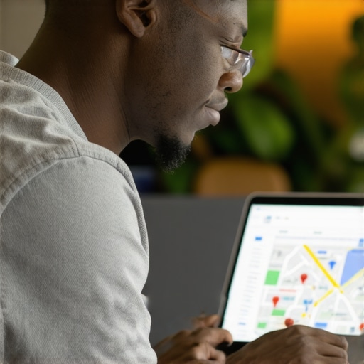 Business owner reviewing local SEO keywords for Anaheim on a laptop