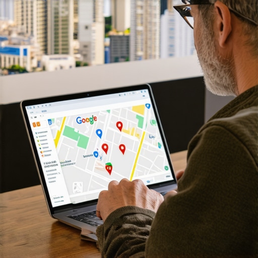 Business owner working on maps optimization with Anaheim landmarks