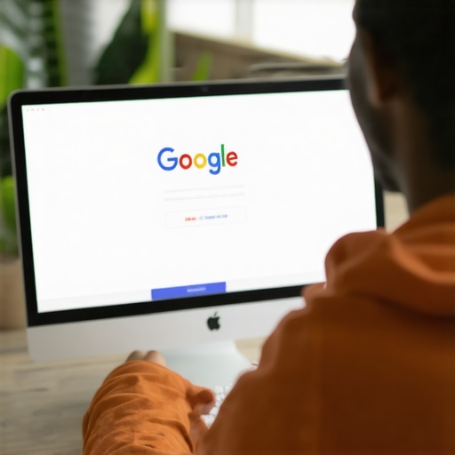 Business owner updating Google My Business profile on laptop